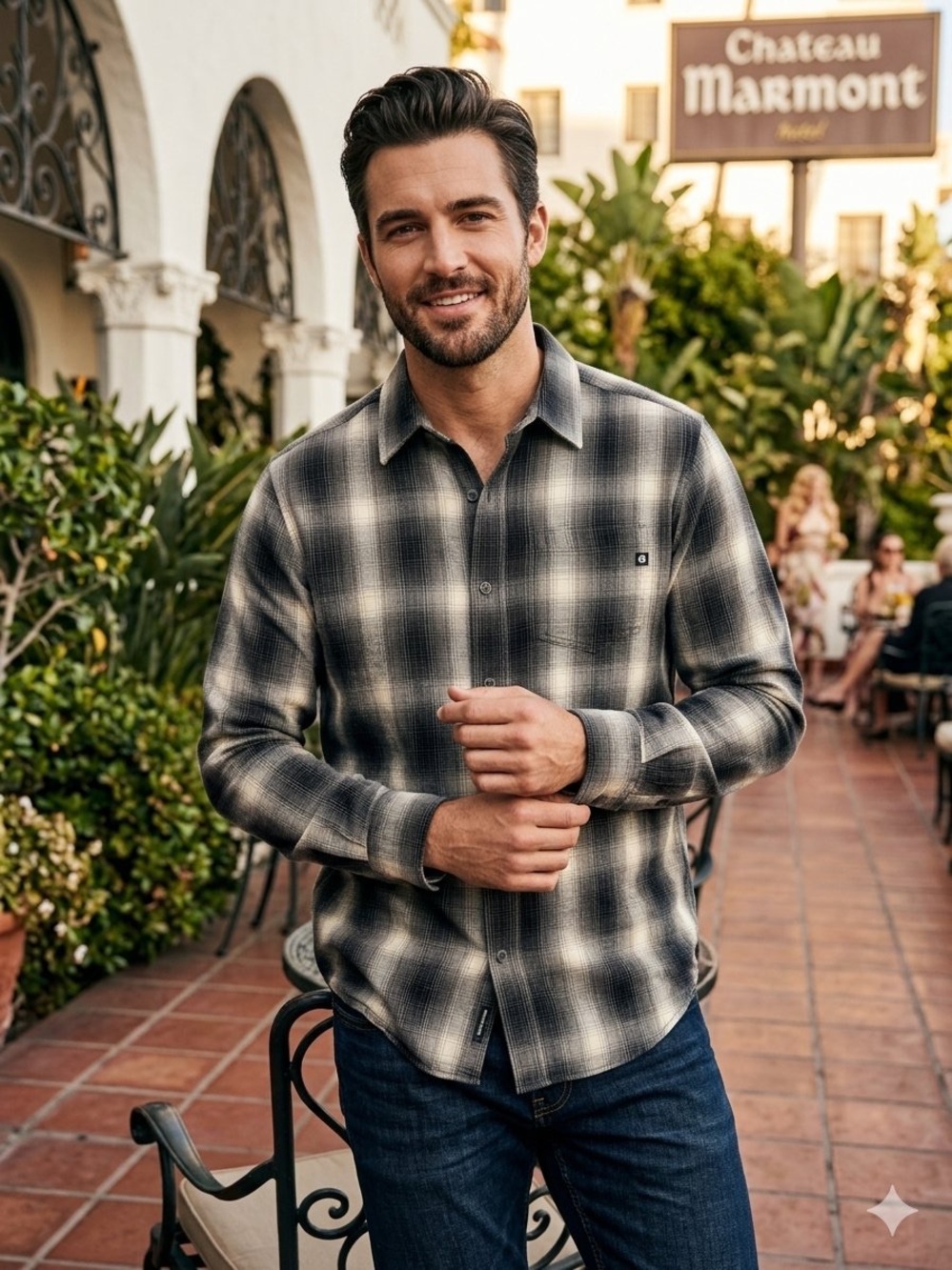 Marmot Plaid Long-Sleeve Button-Down Shirt (L)